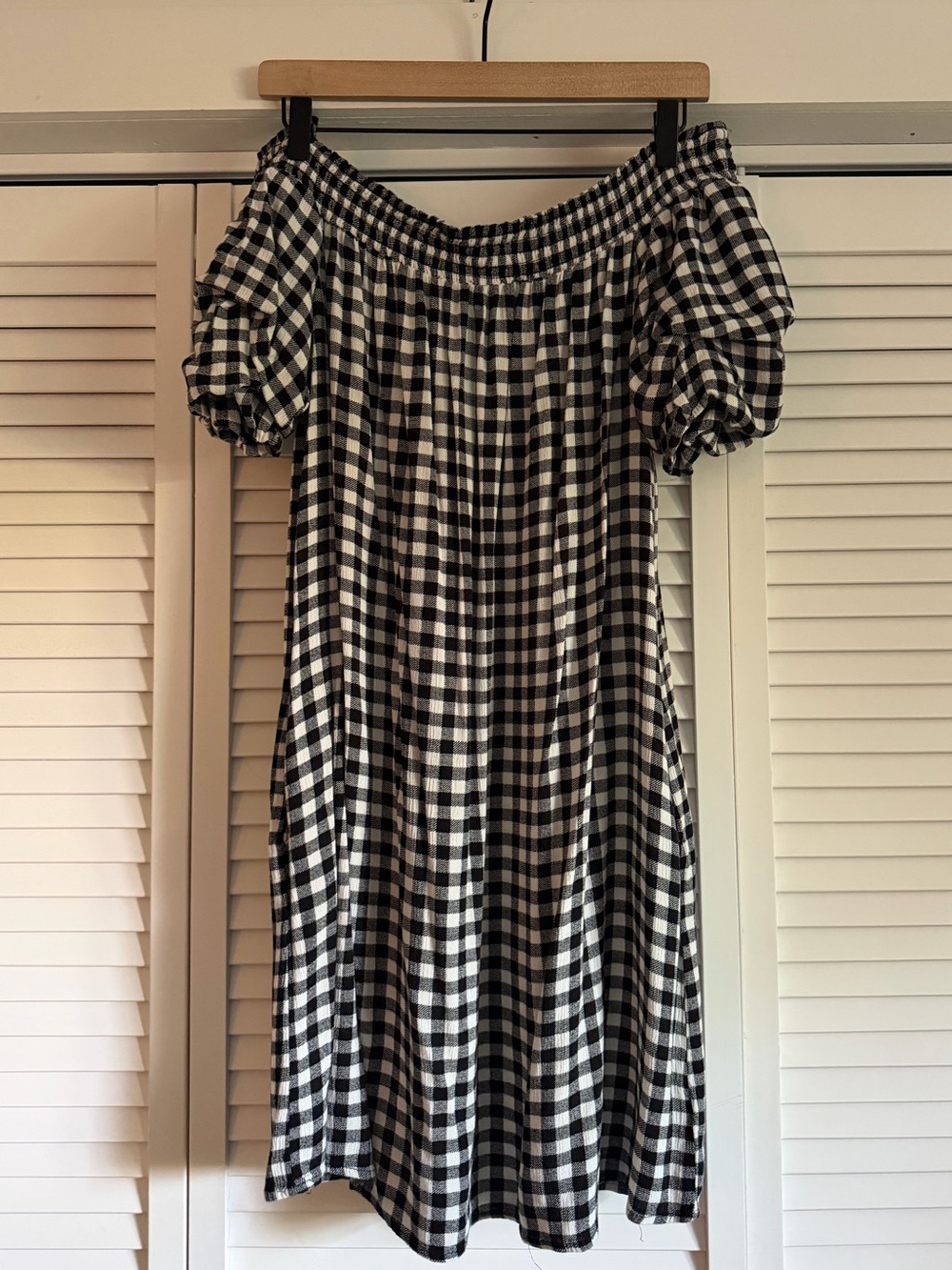 xhilaration gingham off shoulder dress